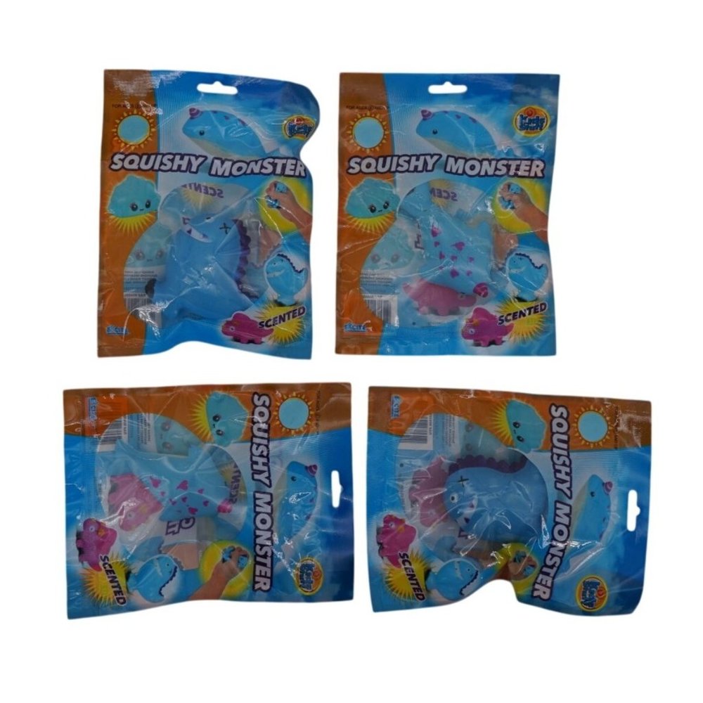 Kids Stuff Squishy Monsters – Set of 4 | Soft & Scented Sensory Toys | 2 blue un